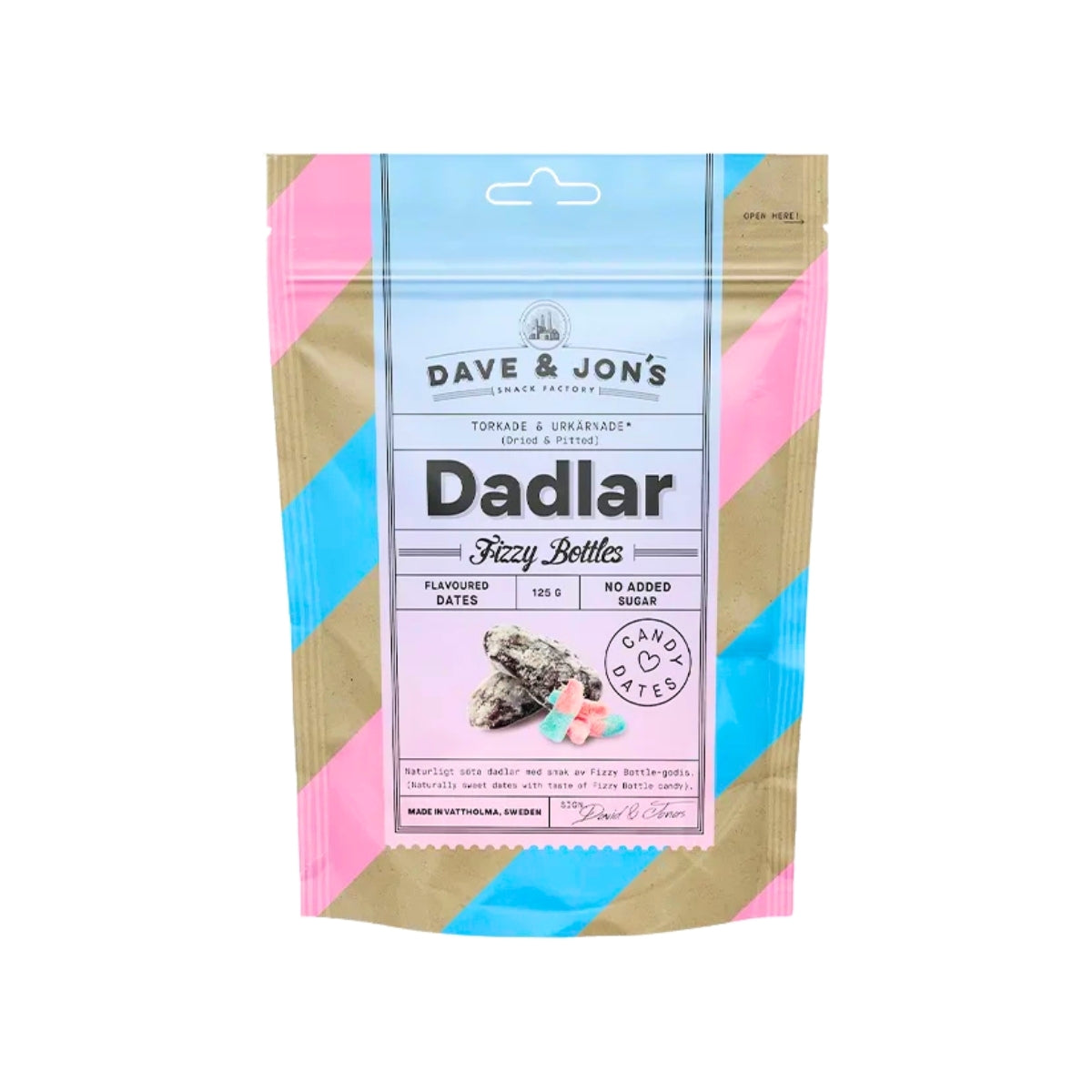 Dave And Jons Dried And Pitted Dates Fizzy Bottles 125g