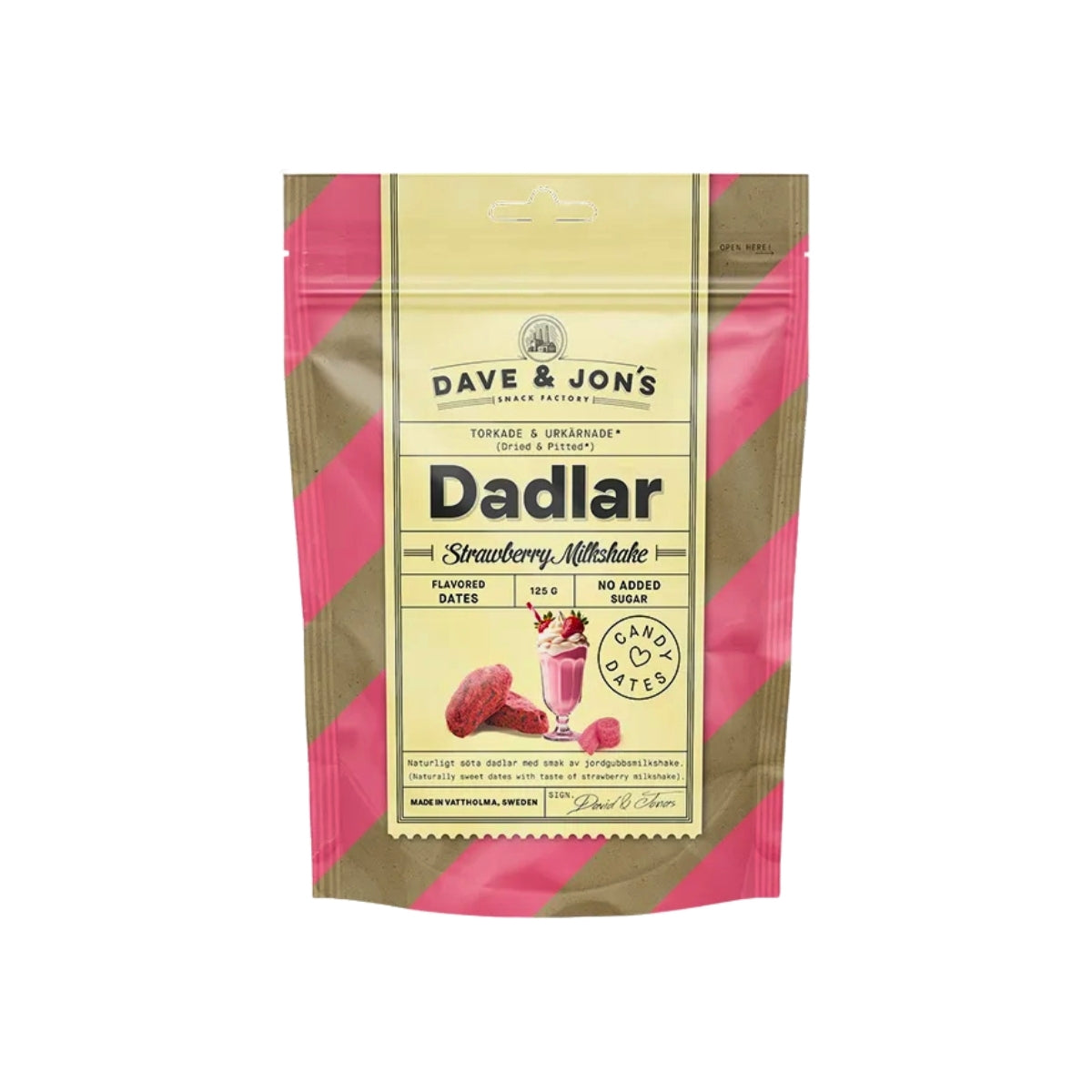 Dave And Jons Dried And Pitted Dates Strawberry Milkshake 125g