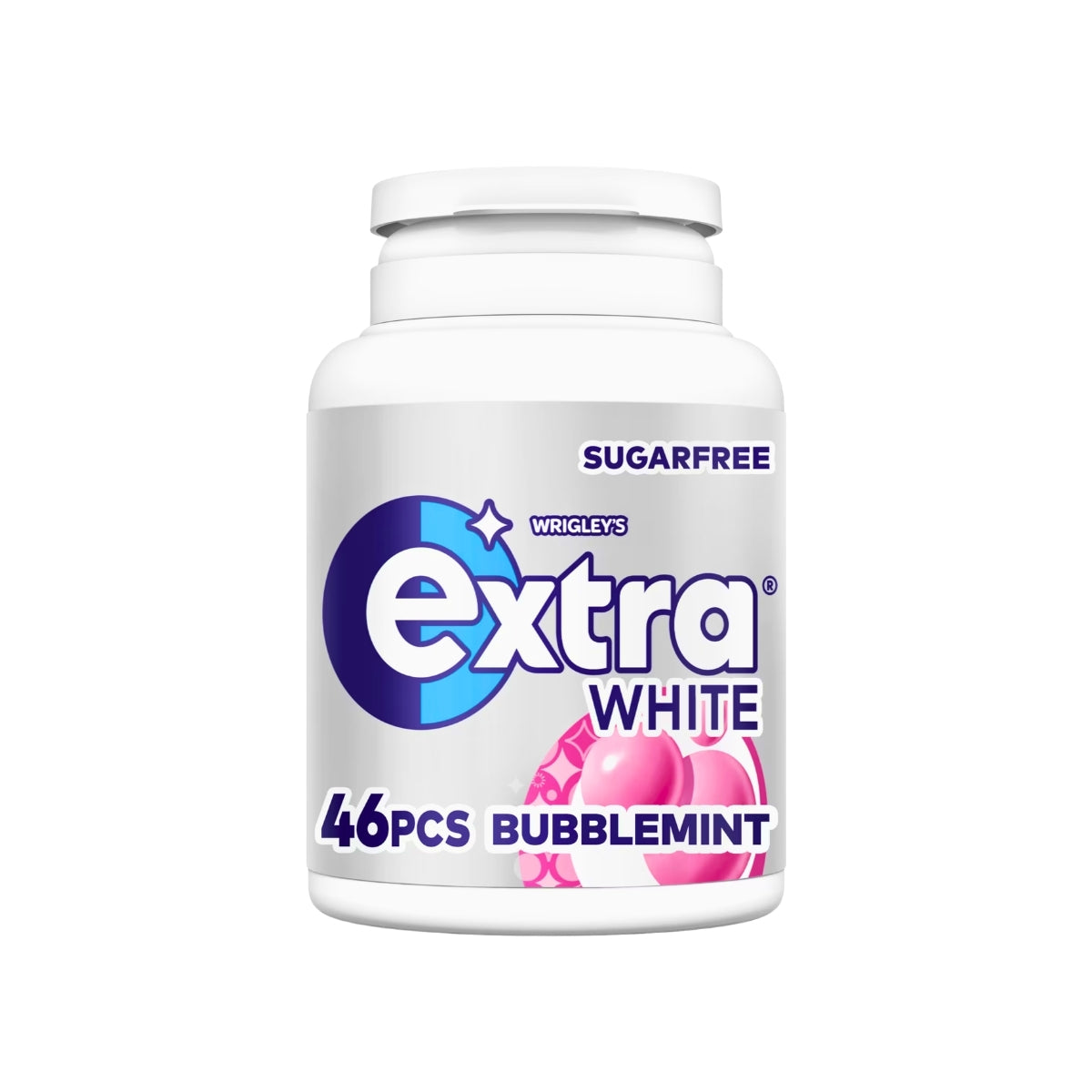 Extra White Chewing Gum Bottle Sugar Free Bubblemint 46 Pieces