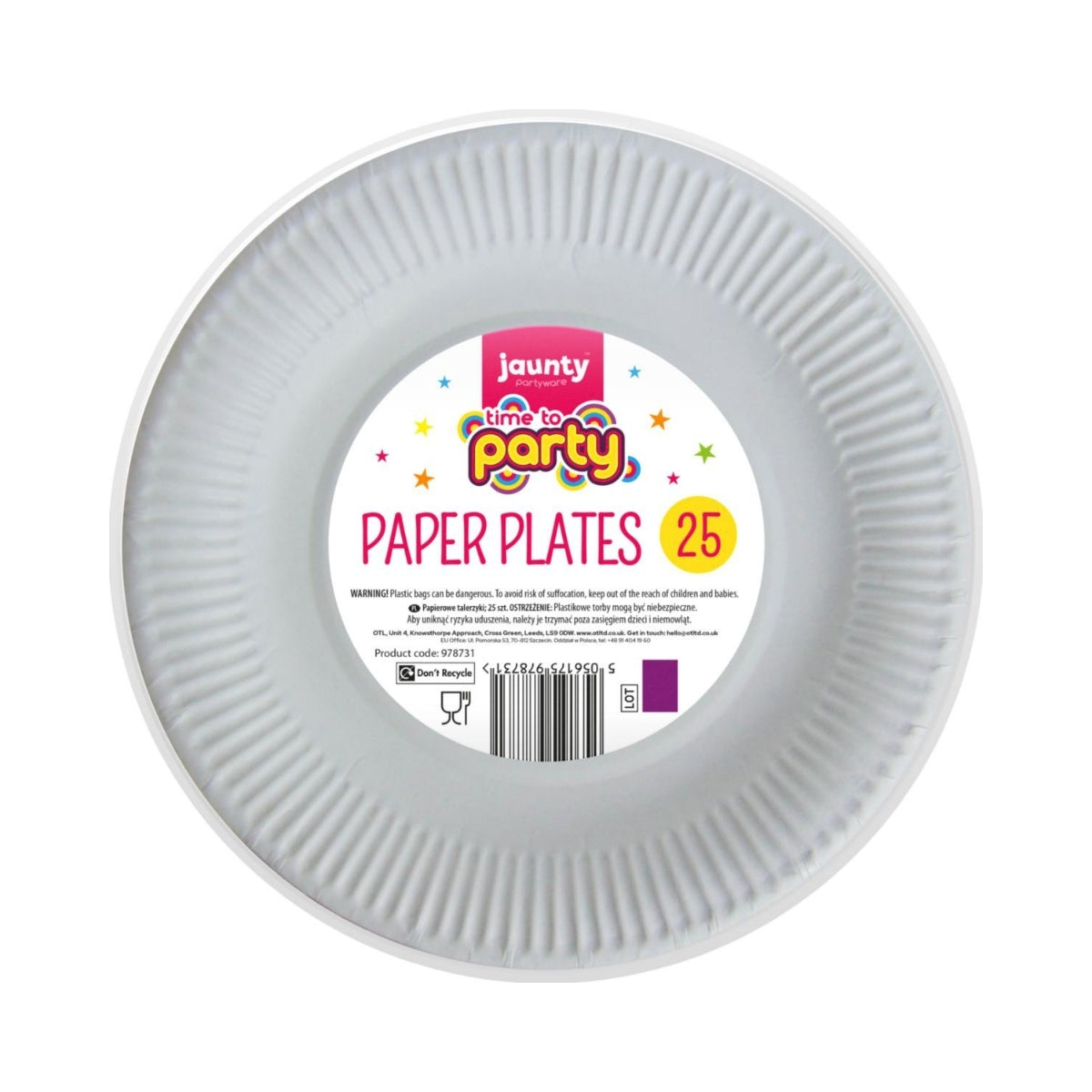 Jaunty White Paper Plates 25pk 9 inch