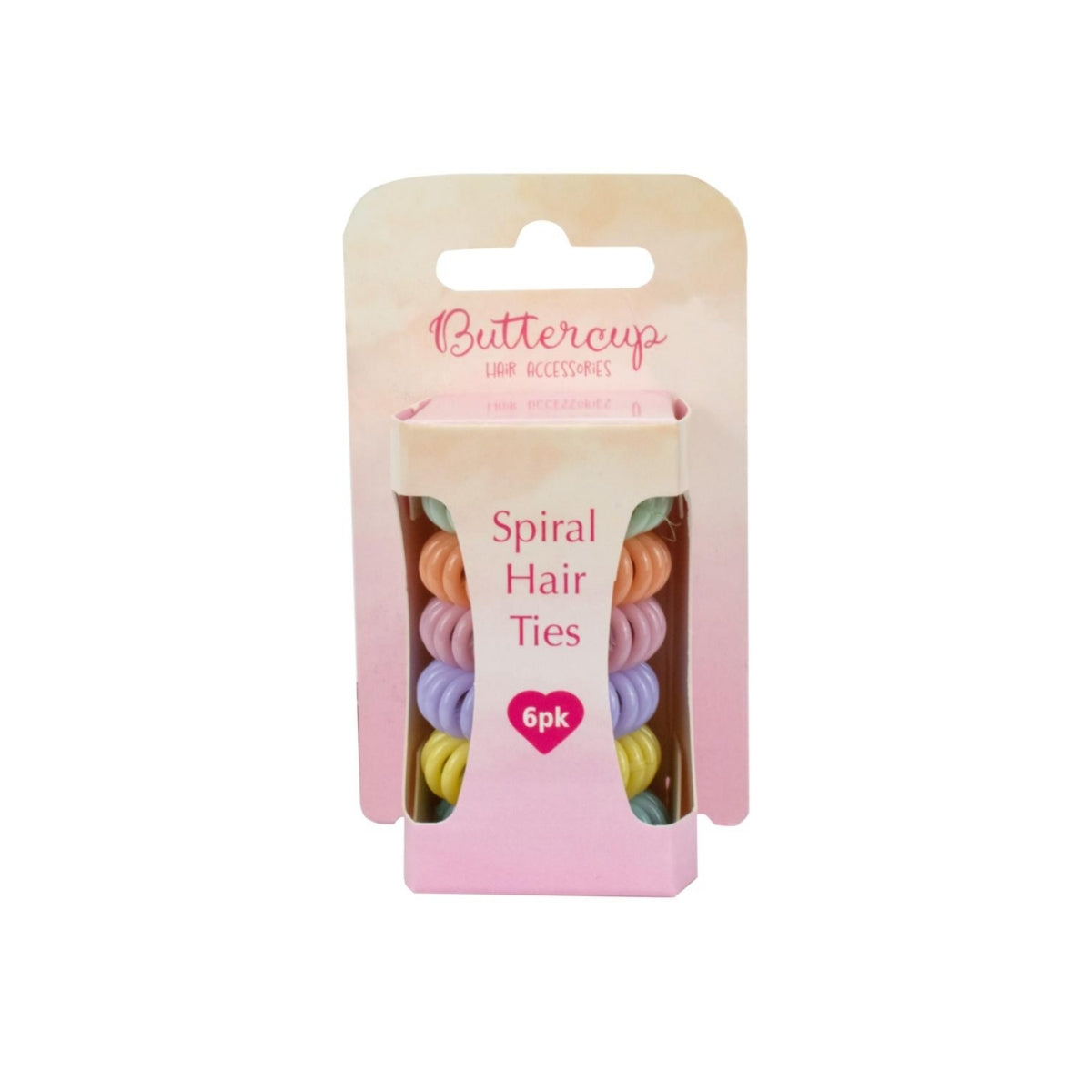 Small Coloured Spiral Hair Ties 6pk