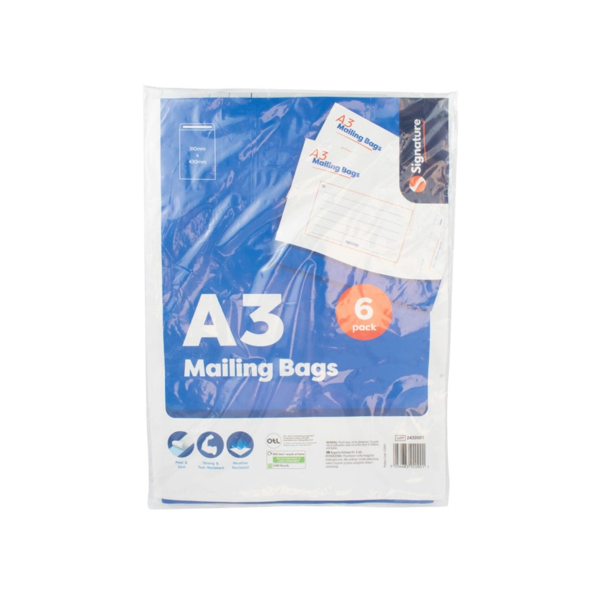 A3 Mailing Bag 6pk