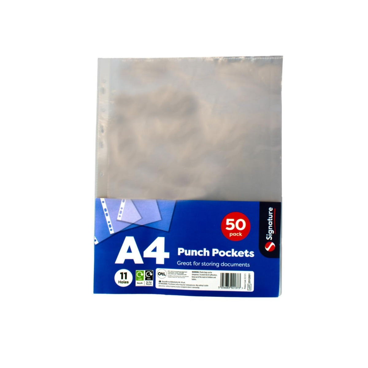 A4 Punched Pockets 50pk