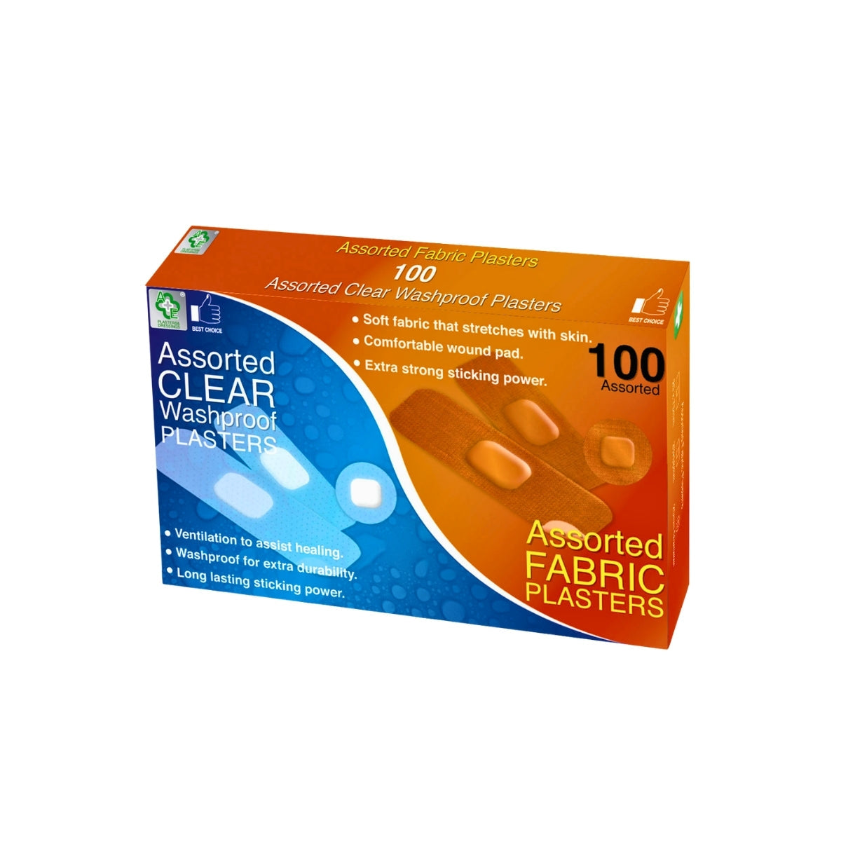 A&E Clear Washproof & Fabric Plasters (100 Pack)