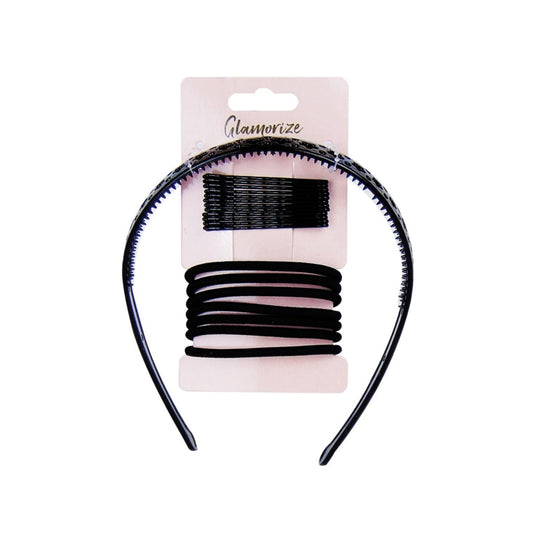 Black Hair Accessory Set 20pcs