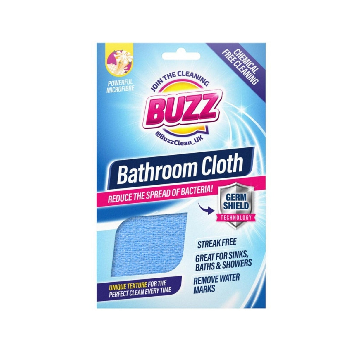 Buzz Microfibre Bathroom Cloth w Germ Shield OC