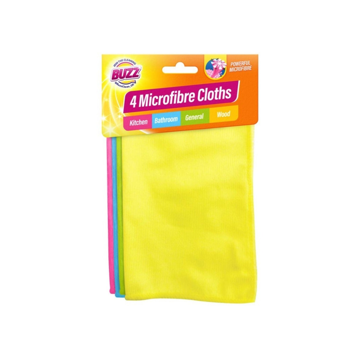 Buzz Microfibre Cloths Header Card 4pk