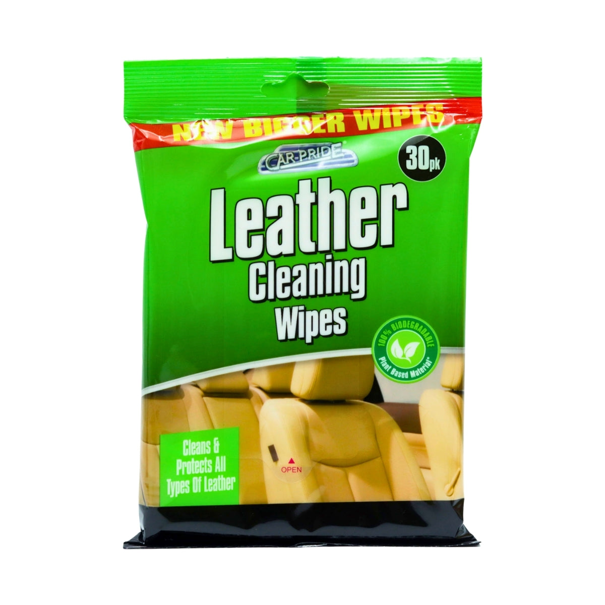 Car Pride Biodegradable Leather Cleaning Wipes (30 Pack)