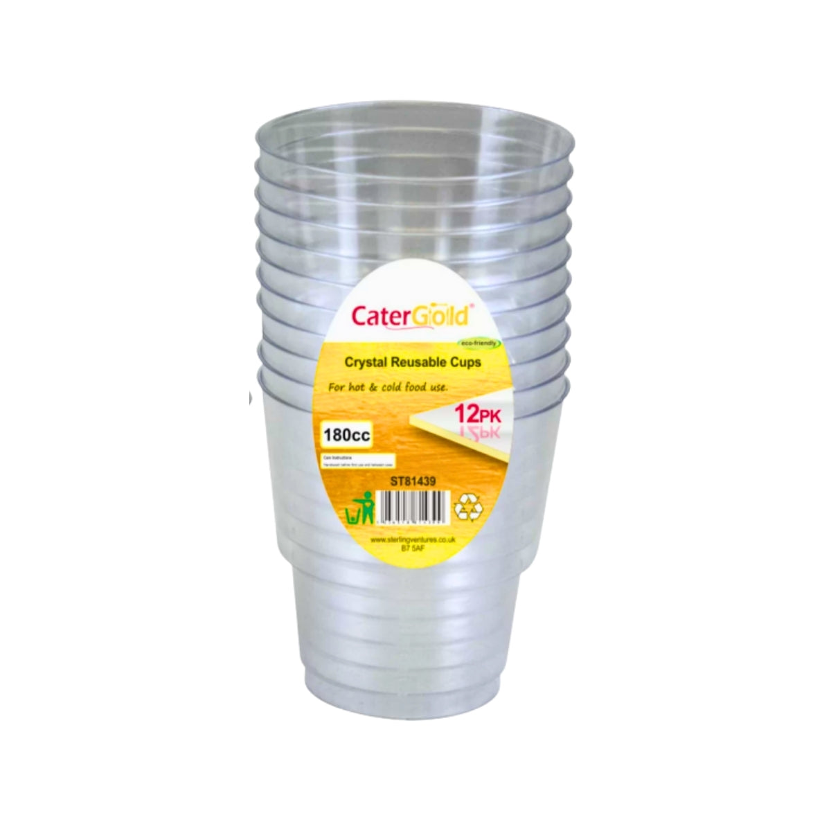 CaterGold Crystal Reusable Cups 180cc 12pk