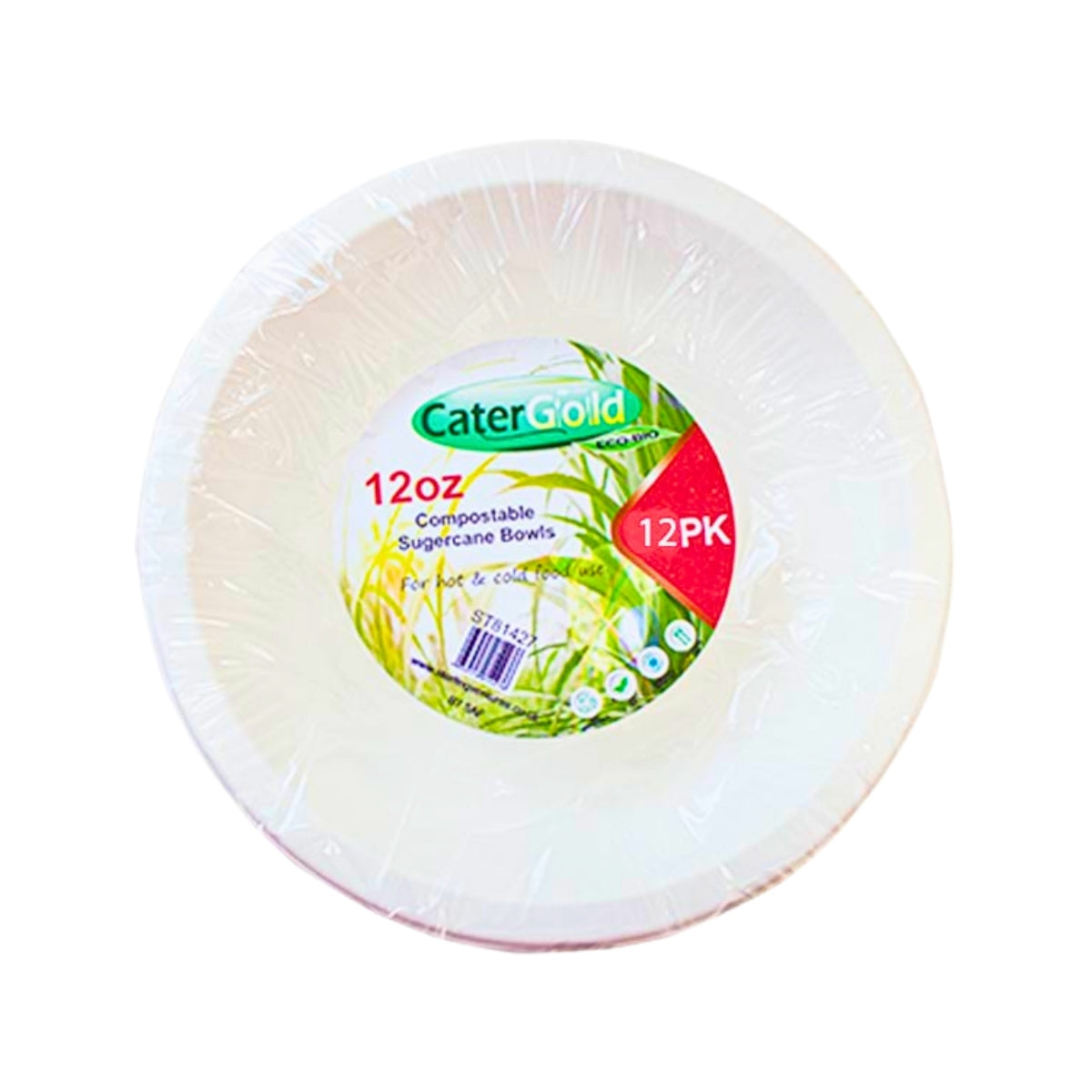 Catergold Sturdy Disposable Bagasse Paper Bowls Eco-Friendly Biodegradable Sugarcane (12oz 12pk)