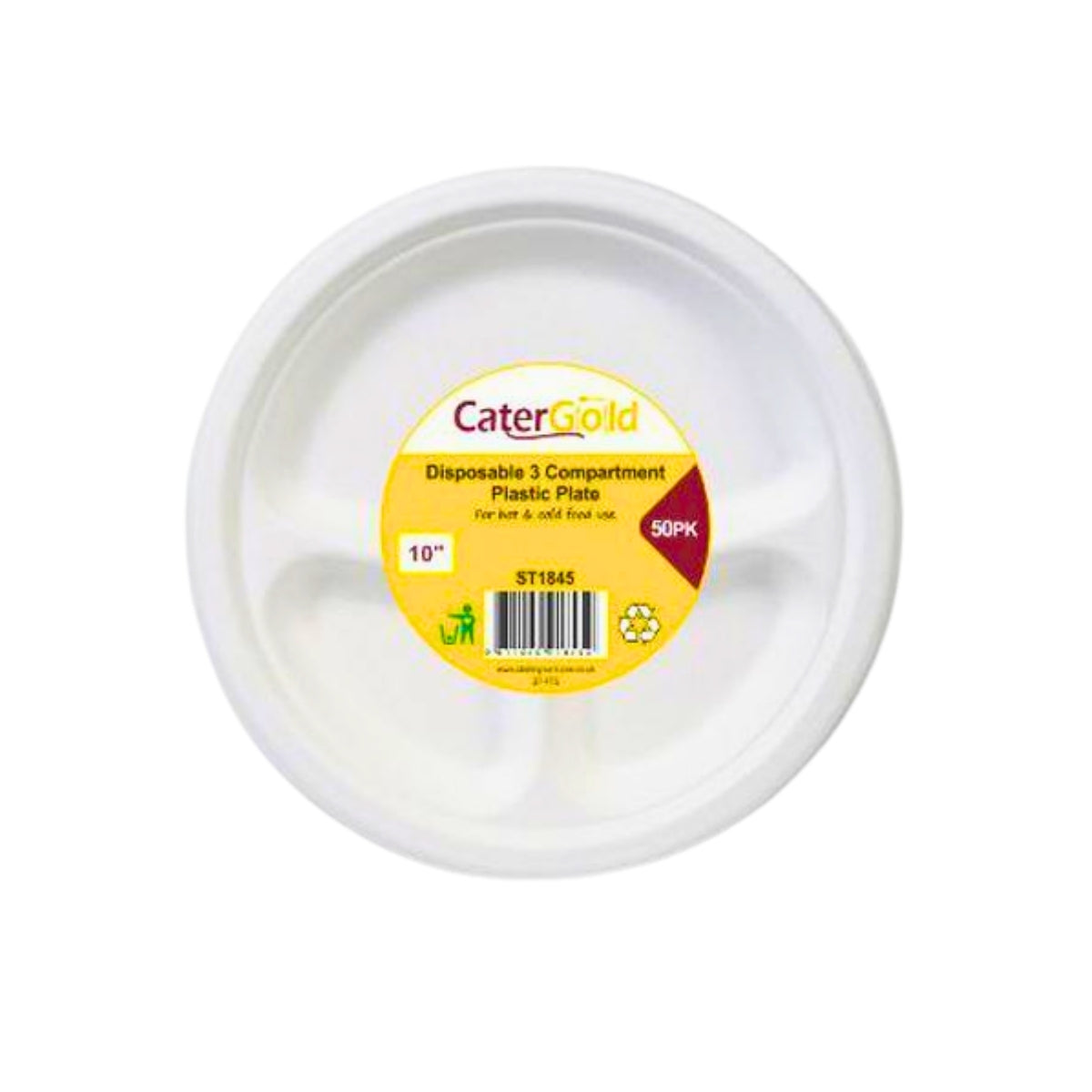 Compartment Plastic Plates 50pk 10'' 3CP Plastic Plates