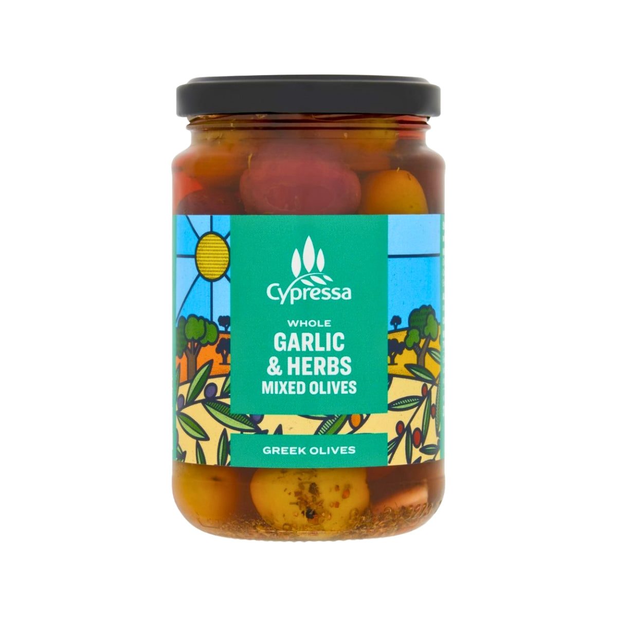 Cypressa Whole Garlic & Herbs Mixed Olives 315g