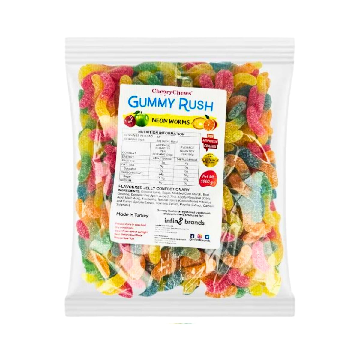 Gummy Rush Neon worms (1kg)