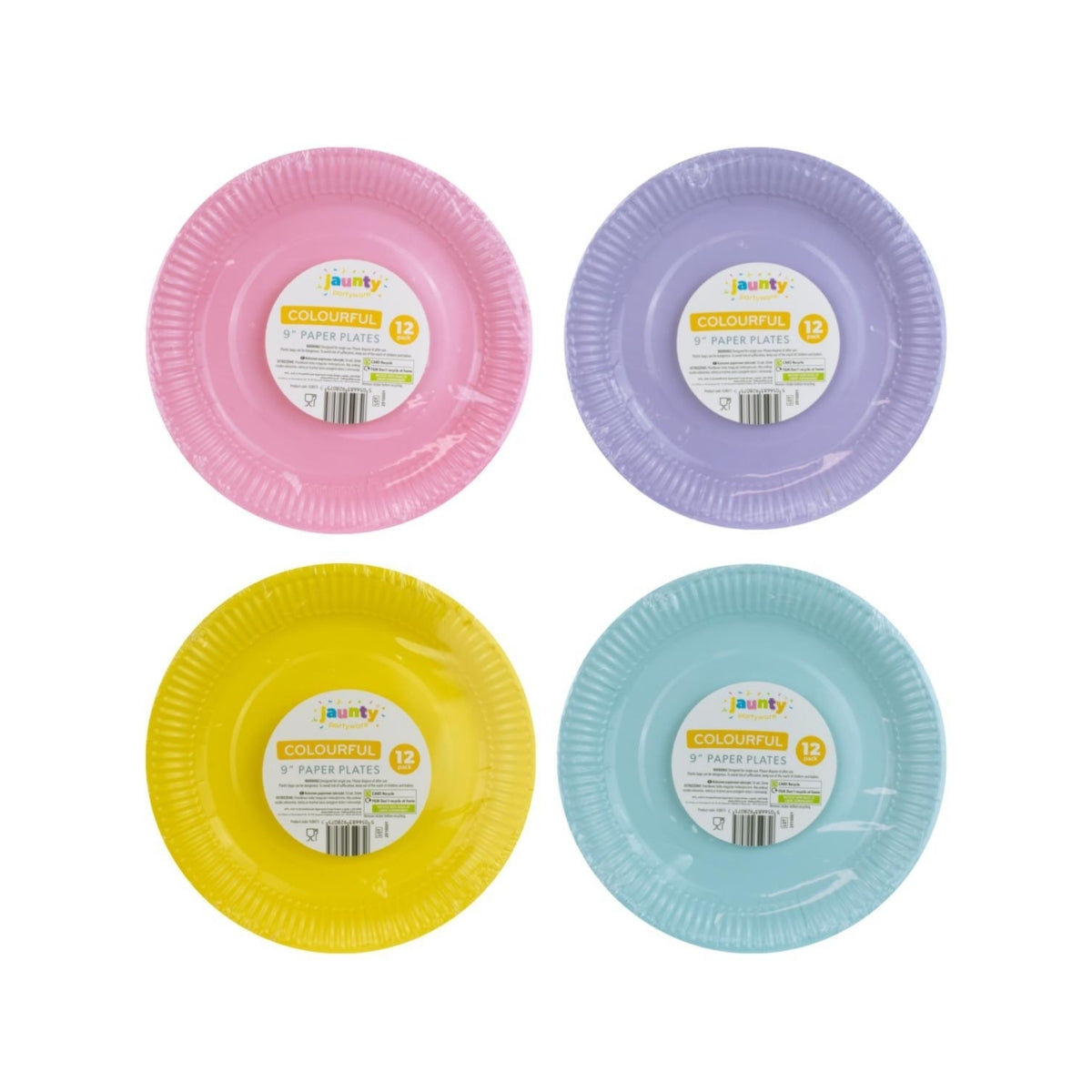 Jaunty 9" Colourful Paper Plates (12pk)