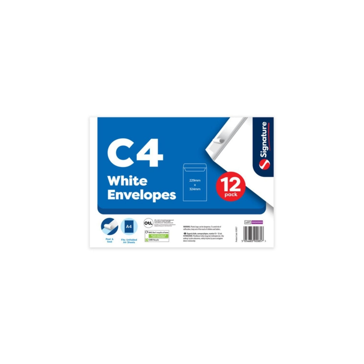 White Peel and Seal C4 envelope 12pk